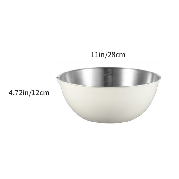Kezqiaxn Home and Kitchen Gadgets Stainless Steel Mixing Bowl Metal Bowl Extra Large Bowl Salad Bowl Bowl Rim Suitable for Home and Commercial Dishwashers White