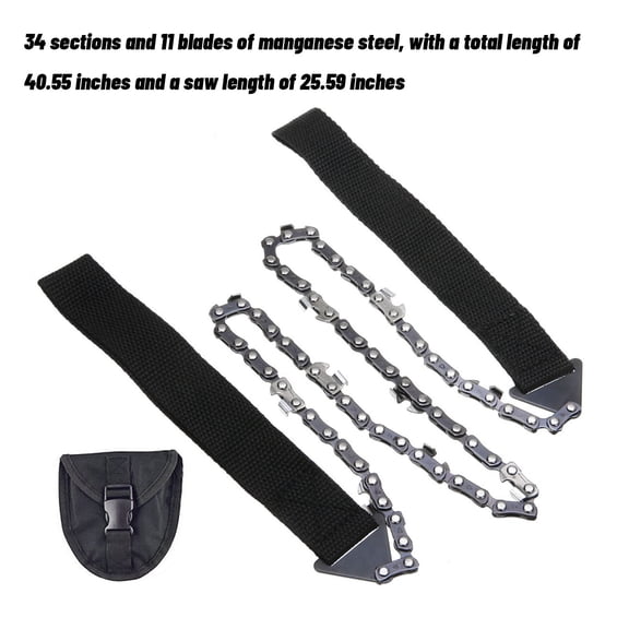 Kezqiaxn Home and Kitchen Gadgets Msyuusr Pocket Chainsaw 25.6 Inch Survival Saw with Handles, Pocket Rope Saw Portable Folding Hand Chain Saw with Bag for Outdoor Survival Camping Hunting Tree Black