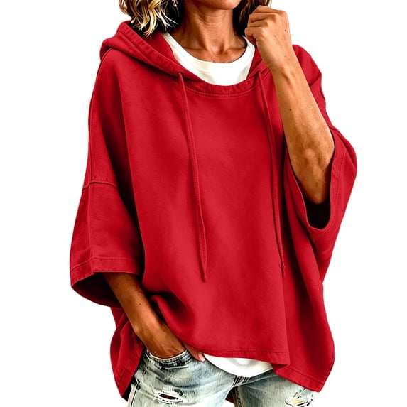 Kezqiaxn Hoodies for Women Fall 3/4 Sleeve Pullover Casual Tops Comfor t Hoodie Womens Sweatshirt Fashion Clothing