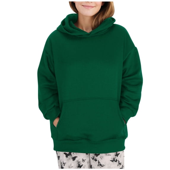 Kezqiaxn Hoodies for Women Fashion Long Sleeve Fall Hoodie Casual Sweatshirts with Pockets Women's Sweatshirt Green L
