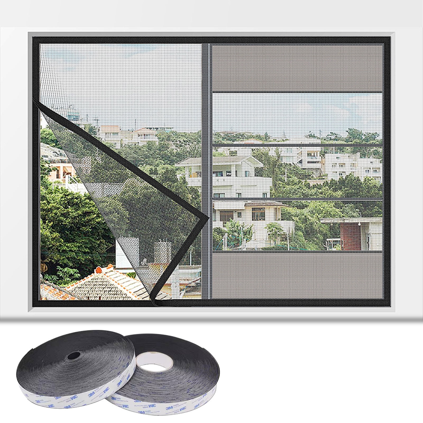Kezqiaxn Hook and Loop Double Sided Tape, 30Mm Thick Double-Sided Adhesive Tape, Interlockings Tape Sewing Fasteners for Window Fixing, Photo Frames, Mosquito Net, Carpets, Car and Diy Black 25M