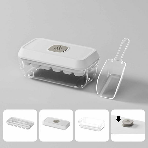 Kezqiaxn Ice Trays Pressing Ice Box with 18 Compartments for Household Refrigerators Homemade Ice Cubes Ice Box Ice Tool Food Grade Ice Rack White