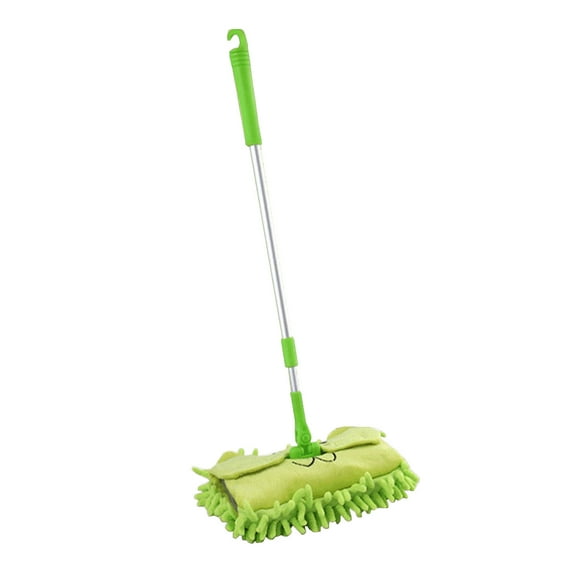 Kezqiaxn Kid Floor Mop, Mini Microfiber Chenille Cartoons Flat Dusts Mop for Children, Detachable, 360 Degree Rotation, Extension-Type Mops for Floor Cleaning Green