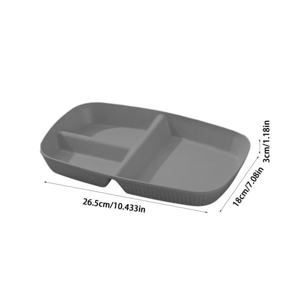Kezqiaxn Kitchen Organizer and Storage Rectangular Compartment Tray Dinner Tray Party Tray Three Compartments Across The Border Tableware Set Bottom Thick Placed Solidly Gray