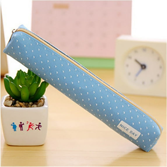 Kezqiaxn Large Capacity Canvas Pen Case Pen Box Case Pencil Box Organizer Stationery Storage Long Polka Candy Colored Pencil Case Canvas Pencil Case Cute Pencil Case Clearance