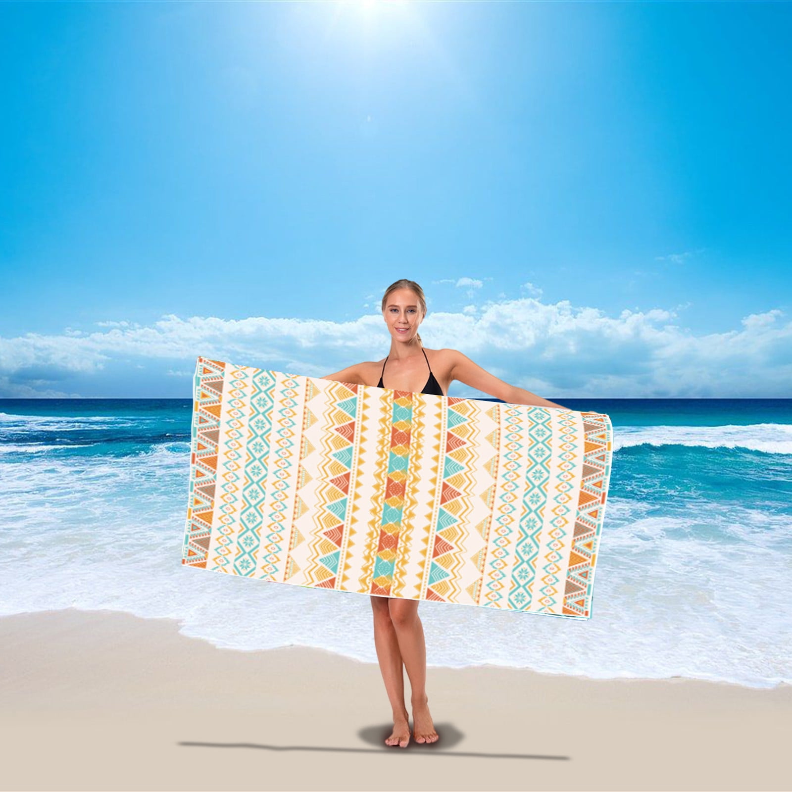 Kezqiaxn Light Printed Beach Towel Oversizeds, Quick Dry Microfiber