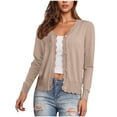 thumbnail image 1 of Kezqiaxn Lightweight Cardigans for Women Button Long Sleeve V-Neck Loose Casual Knit Cardigan Womens Fall Tops Khaki M, 1 of 7