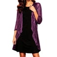 thumbnail image 1 of Kezqiaxn Lightweight Cardigans for Women Sparkly Sheer Elegant 3/4 Sleeve Open Front Party Casual Cardigan Plus Size Fashion Purple S, 1 of 8