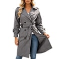 thumbnail image 1 of Kezqiaxn Lightweight Jacket Women Button Down Long Sleeve Fall Casual Long Outwear Collared Trench Coat with Pockets Gray XXL, 1 of 9