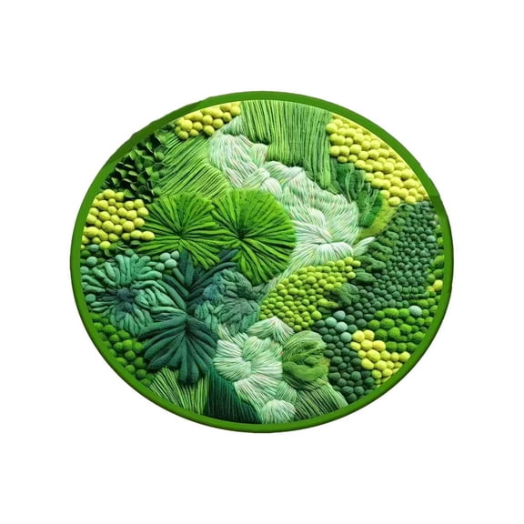 Kezqiaxn Living Room Rug Round Green Moss Carpet, Imitation, Floor Mat for Bedroom and Living Room, Non-Slip Balcony Hanging Basket Floor Mat, Bedside Blanket for Bedroom