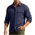 thumbnail image 1 of Kezqiaxn Mens Button Down Shirt Quick Drying Long Sleeve Breathable Work Shirts with Pockets Plus Size Fashion Mens Clothes, 1 of 9
