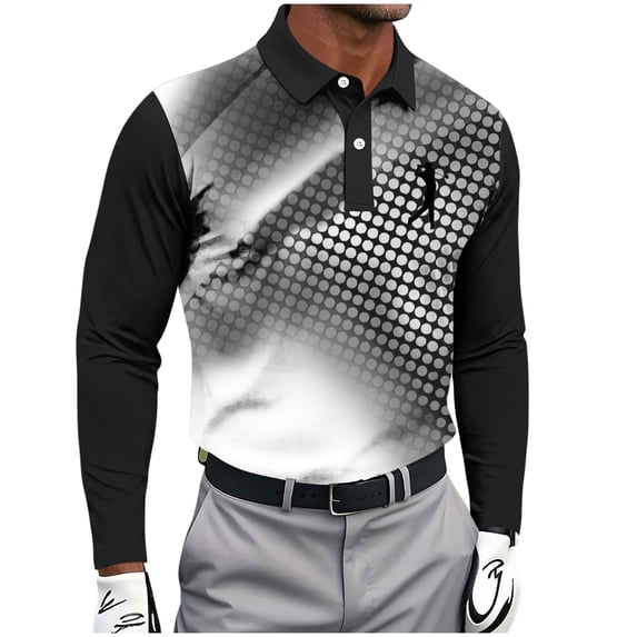 Kezqiaxn Mens Golf Shirt Fashion Lightweight Long Sleeve Button Down Shirts Fall Collared Pullover Casual Tops