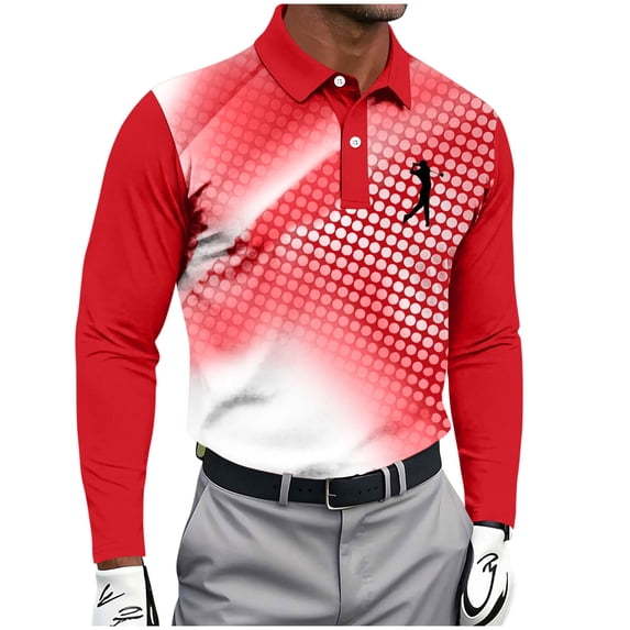 Kezqiaxn Mens Golf Shirt Fashion Lightweight Long Sleeve Button Down Shirts Fall Collared Pullover Casual Tops