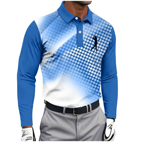 Kezqiaxn Mens Golf Shirt Fashion Lightweight Long Sleeve Button Down Shirts Fall Collared Pullover Casual Tops