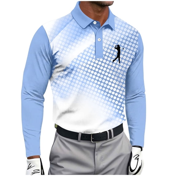 Kezqiaxn Mens Golf Shirt Fashion Lightweight Long Sleeve Button Down Shirts Fall Collared Pullover Casual Tops