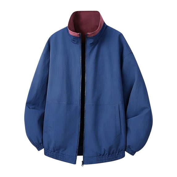 Kezqiaxn Mens Jackets Plus Size Fashion Zipper Long Sleeve Loose Athletic Jacket Outdoor Turtleneck Outerwear Winter Coat