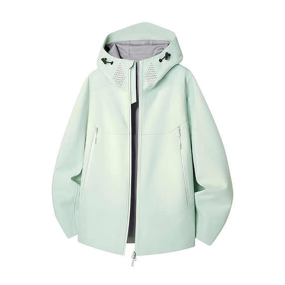 Kezqiaxn Mens Rain Jackets Waterproof with Hood Outdoor Long Sleeve Work Zip Up Pockets Jacket Plus Size Fashion