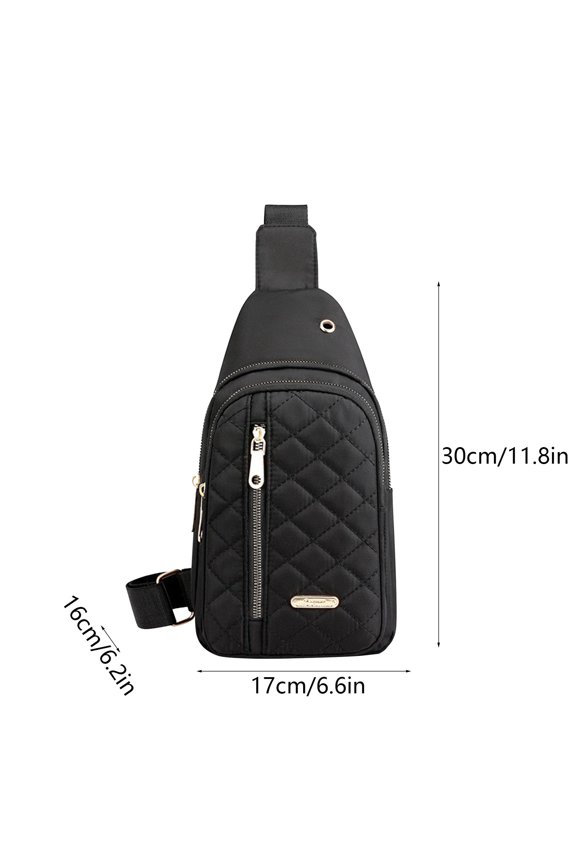 Messenger Bag Fashionable Embroidery Diamond Shoulder Crossbody Bag Large Capacity Watertight Backpack With Data Hole Black