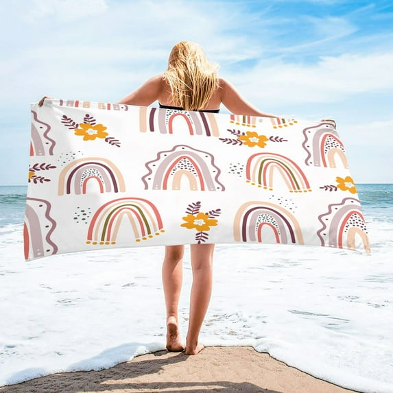Kezqiaxn Microfiber Beach Towel Oversized Sandproofs Towels Quick Dry Bath Towel For Travel Swimming Pool Camping Sports, Weather Rainbows Design Beach Towel For Kids Toddler Boys Girls Clearance
