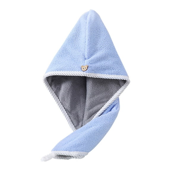 Kezqiaxn Microfiber Hair Towel Cotton Hair Towel Wrap Quick Dry Super Absorbent Turban Head Wrap for Women with Button, Antis Frizz, Hair Cap for Curly, Long & Thick Hair Blue