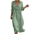 thumbnail image 1 of Kezqiaxn Midi Summer Dresses for Women Dressy 3/4 Sleeve Vacation Dress Womens Sundresses Plus Size Fashion, 1 of 8