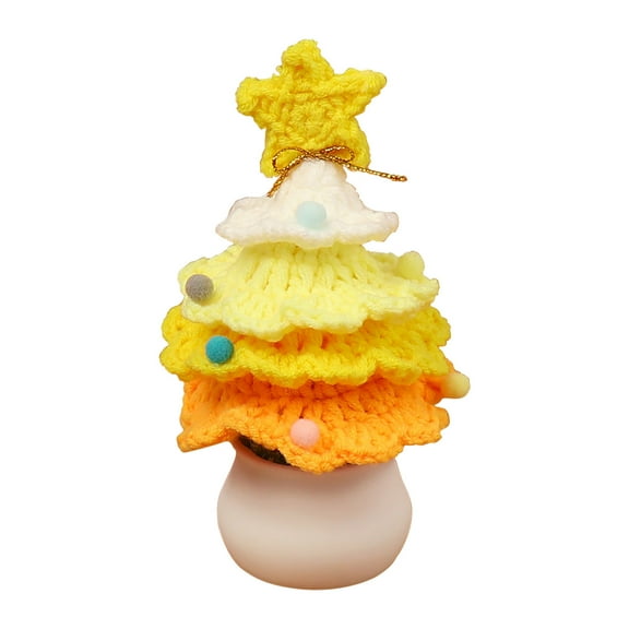Kezqiaxn Mini Christmas Tree Christmas Decorations Ornaments Crochet Small Christmas Tree, Xmas DIY Crochet Kit for Christmas Hand-Woven Cute Christmas Tree Knit Decorative Gift