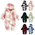 thumbnail image 1 of Kezqiaxn Newborn Onesies Girls Boys Cute Hooded Long Sleeve Romper Jumpsuit Winter Warm Baby Clothes 0-18Months, 1 of 9