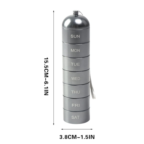 Kezqiaxn Pills Holder Metal Box Packaging Box Convenient Outdoor Emergency Warehouse Bottle 7 Days A Week Aluminum Alloy Box Gray