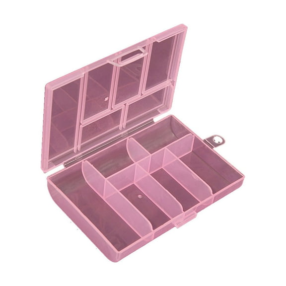 Kezqiaxn Plastic Storage Bins Storage Case Box Container Pills Jewelry Nail Art Tips 6 Gridss Pink
