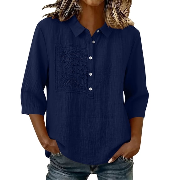 Kezqiaxn Plus Size Blouses for Women Half Sleeve Collared Button Down Shirts Summer Tops Fashion Trendy Women's Clothing