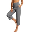 thumbnail image 1 of Kezqiaxn Plus Size Capris for Women Summer Stretchy High Waisted Yoga Workout Casual Capri Pants with Pockets Womens Cropped Pants, 1 of 8