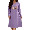 thumbnail image 1 of Kezqiaxn Plus Size Nightgowns for Women Halloween Printed Long Sleeve Loose Lounge Dress Soft Sleepwear Womens Clothes Purple B S, 1 of 6