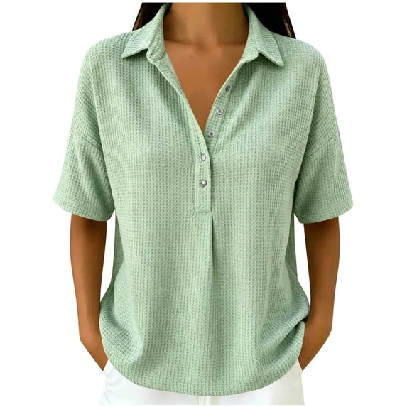 Kezqiaxn Plus Size Shirts for Women Short Sleeve Collared Button Down Shirts Business Dressy Work Blouses Summer Clothes
