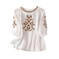 thumbnail image 1 of Kezqiaxn Plus Size Tops for Women Embroidery Half Sleeve Crew Neck Loose Shirts Business Casual Dressy Blouses, 1 of 5