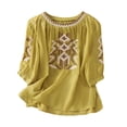 thumbnail image 1 of Kezqiaxn Plus Size Tops for Women Embroidery Half Sleeve Crew Neck Loose Shirts Business Casual Dressy Blouses, 1 of 5