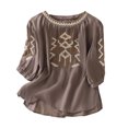 thumbnail image 1 of Kezqiaxn Plus Size Tops for Women Embroidery Half Sleeve Crew Neck Loose Shirts Business Casual Dressy Blouses, 1 of 5