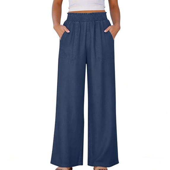 Kezqiaxn Plus Size Workout Pants Drawstring Elastic Waist Athletic Wide Leg Loose Casual Pants with Pockets Summer Clothes