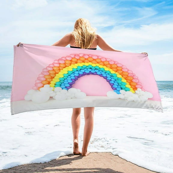 Kezqiaxn Rainbows Prints Microfiber Beach Towels Oversized Quick Dry Beach Towels Sand Proof Absorbent Compact Beach Blanket Multi-Purpose Towel For Travel Swimming Pool Camping Summer Gifts
