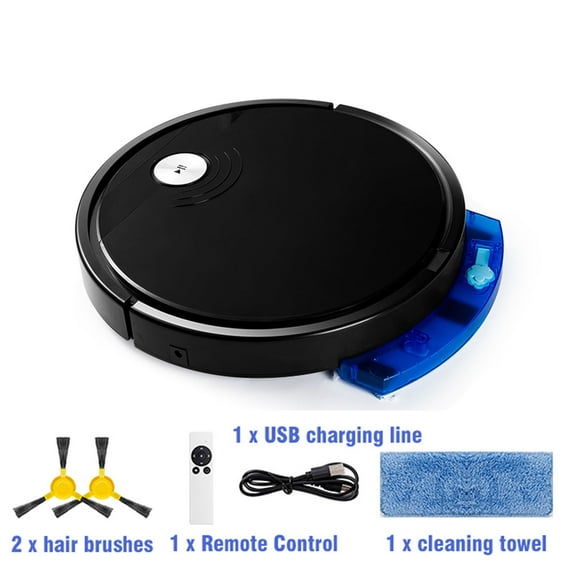 Kezqiaxn Robot Vacuum and Mop, Rechargeable Robot Vacuum Cleaner, Sweeping Vacuuming Mopping 3 In 1 Intelligent Sweeping Robot for Hard Floor Flat Ground Marbles Tile Wooden Floor Black