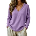 thumbnail image 1 of Kezqiaxn Shirts for Women Trendy Fashion Long Sleeve V-Neck Casual Pullover Tops for Fall and Winter Women's Clothes, 1 of 6