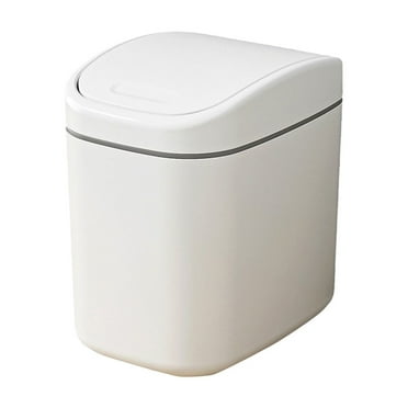 Kezqiaxn Small Trash Can with Lid, 6.5x6.3In Desktop Trash Can Living Room Debris Bucket Home Desk Restaurant Storage Barrel Car Trash Cans Mini Garbage Can White