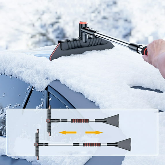 Kezqiaxn Snow Scraper for Car Clearance, Ice Scrapers for Cars Windshield, Car Snow Shovel and Snow Brush for Window Glass, 2 in 1 Car Snow Remoer Scraper for Car Truck Vehicle Black