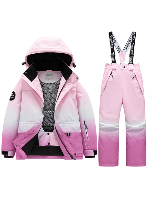 Snowsuit for Boys Waterproof & Windproof 2 Piece Snow Suit Hooded Puffer Jacket and Pants Snowboard Sports Ski Suit Size 3-13