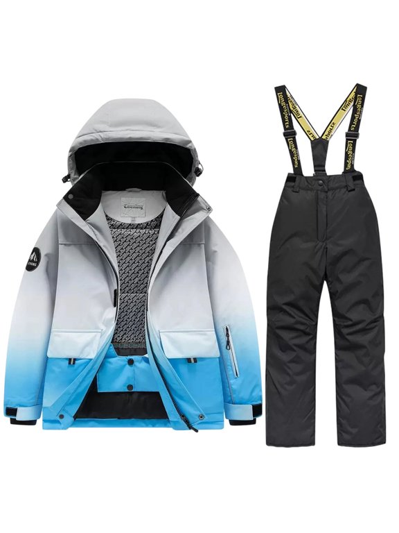 Snowsuit for Boys Waterproof Windproof Ski Suit Hooded Puffer Jacket and Pants Winter Snow Suits 2 Piece Matching Set Size 3-13