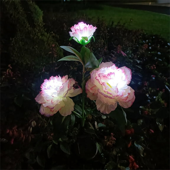 Kezqiaxn Solar Lanterns Outdoor Waterproofs Peony Artificial Flower Solar Peony Simulation Flower Lights Led Garden Decorative Lights for Fence Yard Gardens Flowerbed Decor 29.5Inches