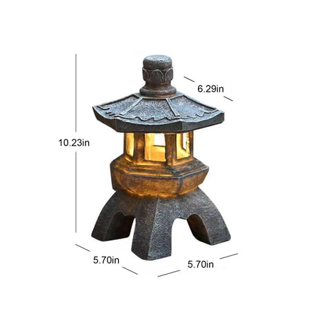 Kezqiaxn Solar Light Clearance Outdoor Pagoda Garden Statue, Solar Statue Garden Decoration, Outdoor Garden Lantern, LED Garden Lights with Simulated Pagoda Gray