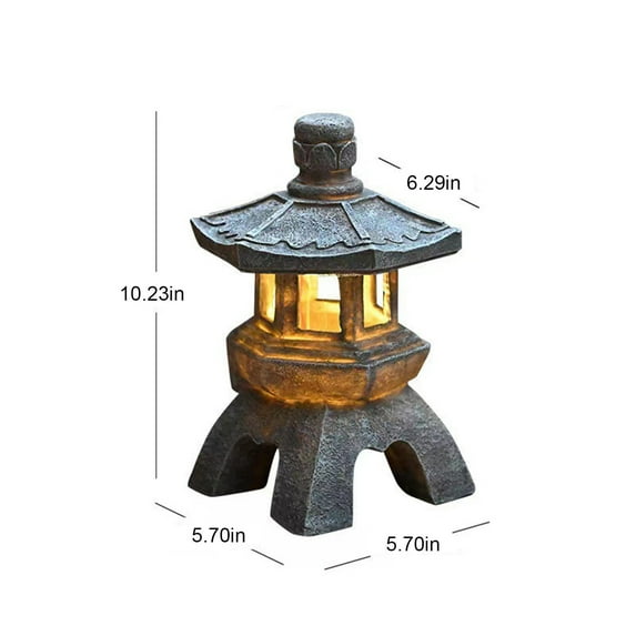 Kezqiaxn Solar Light Clearance Outdoor Pagoda Garden Statue, Solar Statue Garden Decoration, Outdoor Garden Lantern, LED Garden Lights with Simulated Pagoda Gray