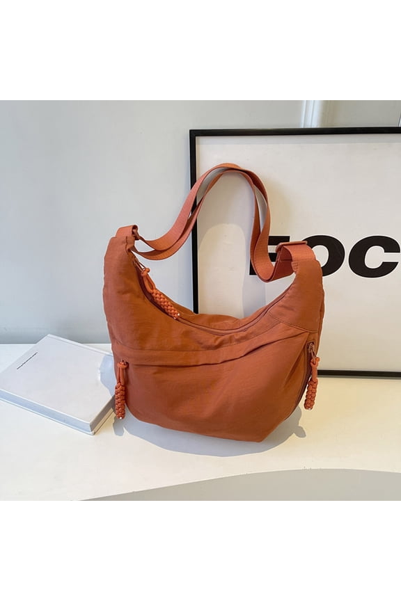 Storage Organization Shoulder Bag Nylon Large Crosses body Bag Shoulder Bag Women Half Bag Slouchy Bag Women's Shoulder Bags Student Class Shoulder Bag Fashionable Cloth Bag Orange