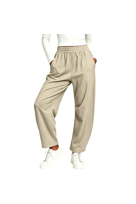 Summer Pants for Women Stretchy Elastic Waist Lightweight Quick Dry Loose Casual Pants with Pockets Plus Size Fashion
