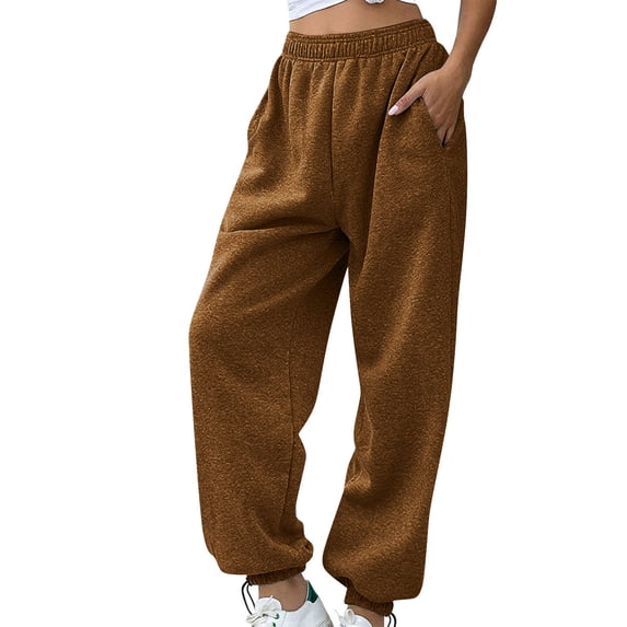 Kezqiaxn Sweatpants Women Elastic Waist Fall Running Workout Pants with Pockets Baggy Sweats Joggers for Women Plus Size Fashion